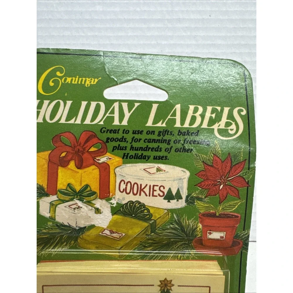 Vintage Conimar Holiday Labels Xmas Tree NOS Self sticking 24 2